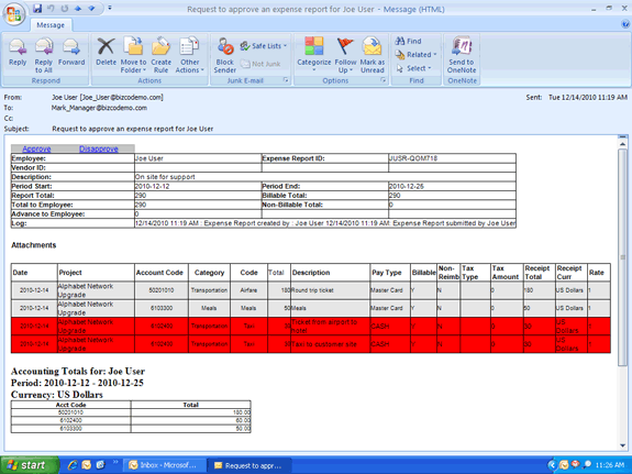 Expense Approval Routing Via Email : Expense Tracker.Net